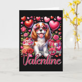 Carte Mon Cavalier King Charles Spaniel est mon Valentin (Fleur jaune)