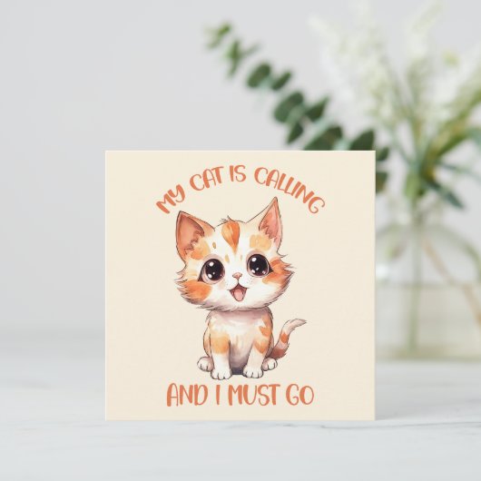 Carte Mon Chat Appelle Un Chat Orange Cute (Debout devant)