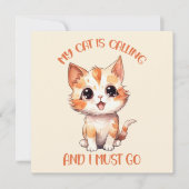 Carte Mon Chat Appelle Un Chat Orange Cute (Devant)