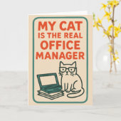 Carte Mon chat, véritable directeur de bureau – Drôle de (Fleur jaune)