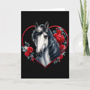 Carte Mon cheval est ma Saint-Valentin _ Roses et Gray