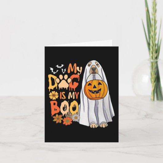 Carte Mon Chien Est Boo Halloween mignon Chien Avec Citr (Devant)
