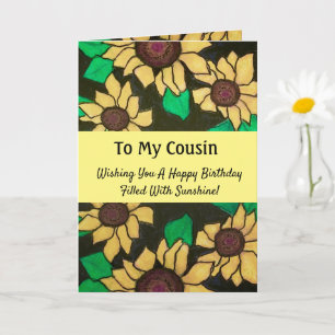 Carte Mon Cousin Joyeux Sunflowers d'anniversaire