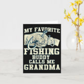 Carte Mon Épouse De Pêche Préférée M'Appelle Grand-Mère (Fleur jaune)