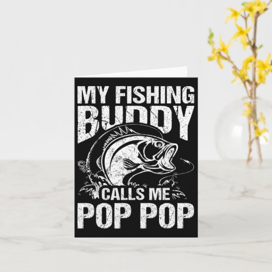 Carte Mon Époux De Pêche M'Appelle Pop Pop Fête des père (Fleur jaune)