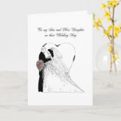 Carte Mon fils et nouvelle fille Mariage noir et blanc (Fleur jaune)