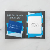 Carte Mon frère photo nom gris bleu anniversaire (Intérieur)