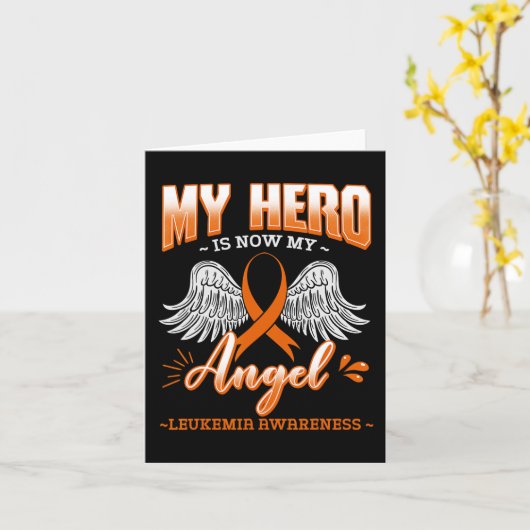 Carte Mon Héros Est Maintenant Mon Ange Leucémie Os Marr (Fleur jaune)