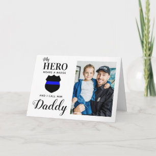 Carte Mon Héros Porte Un Badge Papa Fête des pères Photo