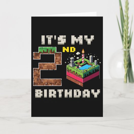 Carte Mon jeu de pixels d'anniversaire 2 ans 2 Gâteau po (Devant)