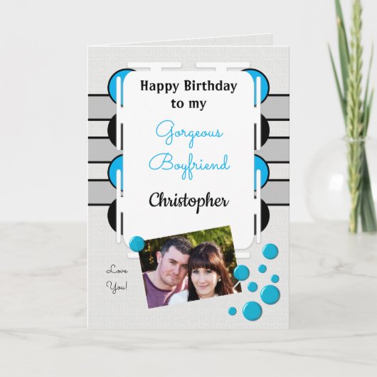 Carte Mon magnifique petit ami bleu photo anniversaire (Devant)