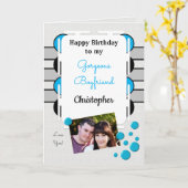 Carte Mon magnifique petit ami bleu photo anniversaire (Fleur jaune)