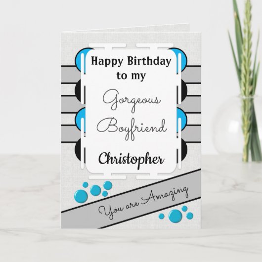 Carte Mon magnifique petit ami bleu t'aime anniversaire (Devant)