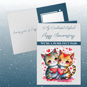Carte Mon merveilleux Mari chat amour Anniversaire