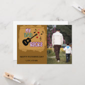 Carte Mon papa Rocks -Carte photo de Fête des pères (Devant/Arrière en situation)
