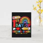 Carte Mon premier jour de 2e année Deuxième année Arc-en (Fleur jaune)