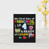 Carte Mon premier jour de maternelle J'ai 4 ans et Rea (Fleur jaune)