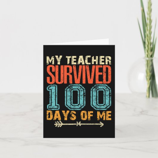 Carte Mon Professeur A Survécu 100 Jours De Moi Fun 100 (Devant)