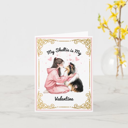 Carte Mon Sheltie est mon Valentin (Fleur jaune)