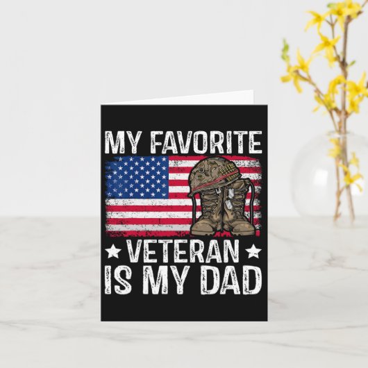Carte Mon vétéran préféré est mon père Armée Vétéran mil (Fleur jaune)