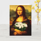 Carte Mona Lisa Avec Bouquet De Roses Blanches (Fleur jaune)