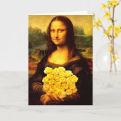 Carte Mona Lisa Avec Bouquet De Roses Jaunes (Fleur jaune)