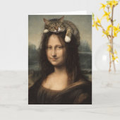 Carte Mona Lisa avec chat endormi (Fleur jaune)