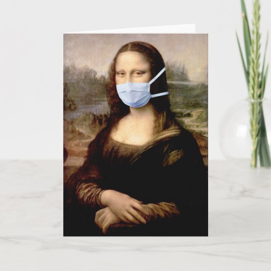 Carte Mona Lisa avec Masque Da Vinci se moquant des Arts (Devant)