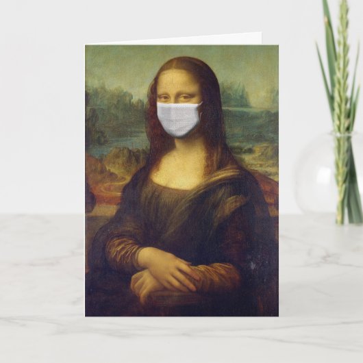 CARTE MONA LISA FACE MASK GREETING CARD, JUSTE POUR LE P (Devant)