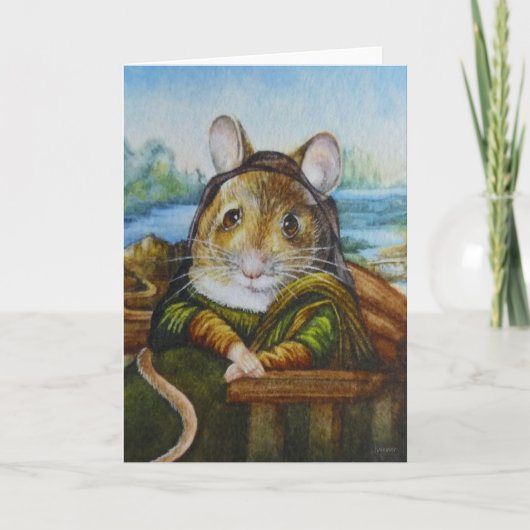 Carte Mona Lisa Mouse Parody Watercolor Art (Devant)