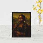 Carte Mona Lisa noire Afro Afro-Américaine Mélanine Noir (Fleur jaune)