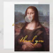 Carte Mona Lisa soufflant un bubble gum gris (Devant / Derrière)