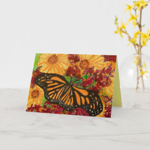 Carte Monarch Butterfly Sunflowers Milkweed Watercolor