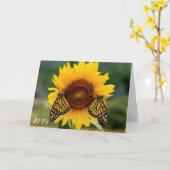 Carte Monarque Butterfies sur le tournesol (Fleur jaune)