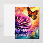 Carte Monarque Papillon violet Rose coucher de soleil Ca (Devant / Derrière)