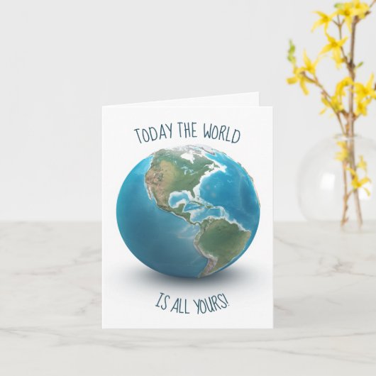 Carte monde d'anniversaire (Fleur jaune)