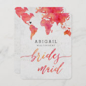 Carte Mondiale D'Aquarelle Vous Serez Bridesmaid (Devant / Derrière)