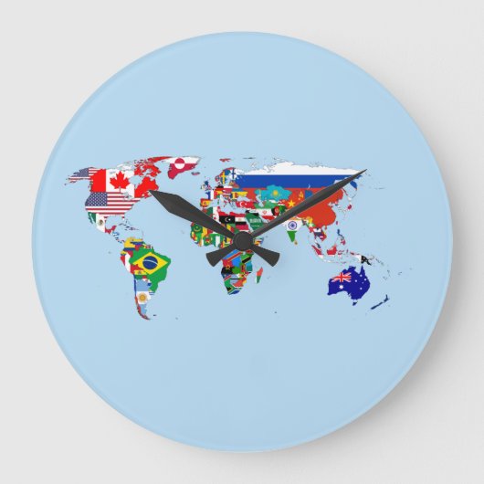 Carte mondiale des drapeaux Horloge murale acryliq (Recto)