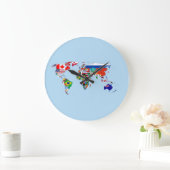 Carte mondiale des drapeaux Horloge murale acryliq (Maison)