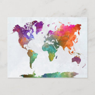 Carte Mondiale En Aquarelle