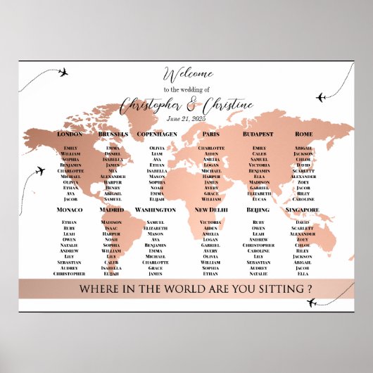 Carte Mondiale Modifiable - Tableau de siège (Devant)