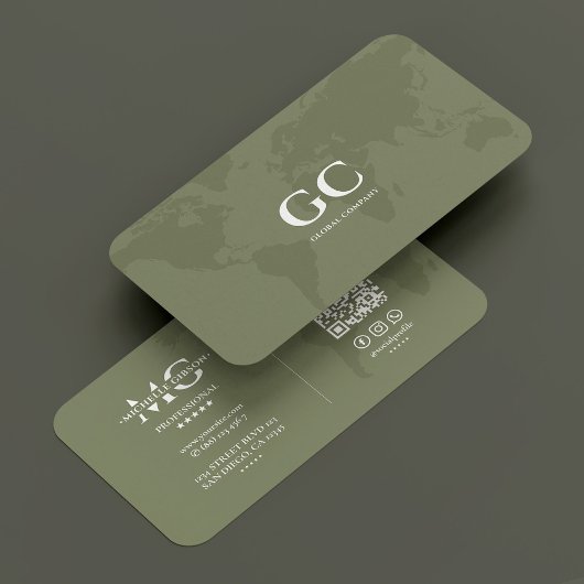 Carte mondiale professionnelle minimale Sage Green