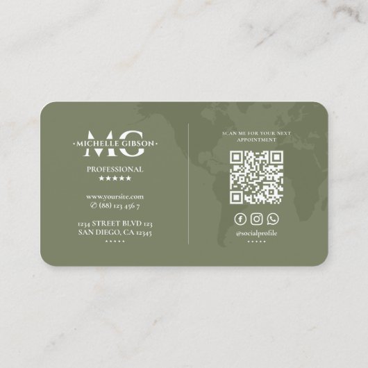 Carte mondiale professionnelle minimale Sage Green (Dos)