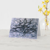 Carte Mondrian - Arbre gris, célèbre peinture, (Fleur jaune)