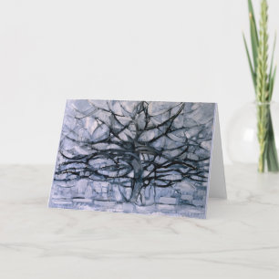 Carte Mondrian - Arbre gris, célèbre peinture,