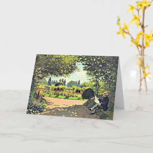 Carte Monet - Adolphe Monet Lecture dans le jardin (Fleur jaune)