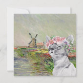 Carte Monet Champ Tulipes et Fancy Cat Flat (Devant)