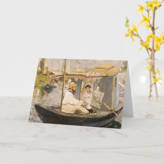 Carte Monet Peinture dans son Studio Boat | Édouard Mane (Fleur jaune)