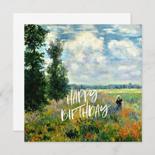 Carte Monet - Poppy Fields, Argenteuil - voeux d'anniver (Devant / Derrière)