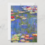 Carte Monet Water Lilies<br><div class="desc">Carte représentant la peinture à l’huile de Claude Monet Water Lilies (1916). De beaux nénuphars roses,  violets et rouges flottent dans un étang serein. Un grand cadeau pour les amateurs d'impressionnisme et d'art français.</div>